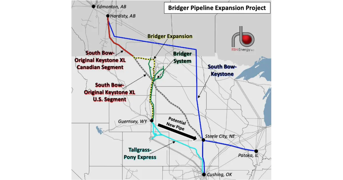 Map of the proposed pipeline route to Guernsey, Wyoming